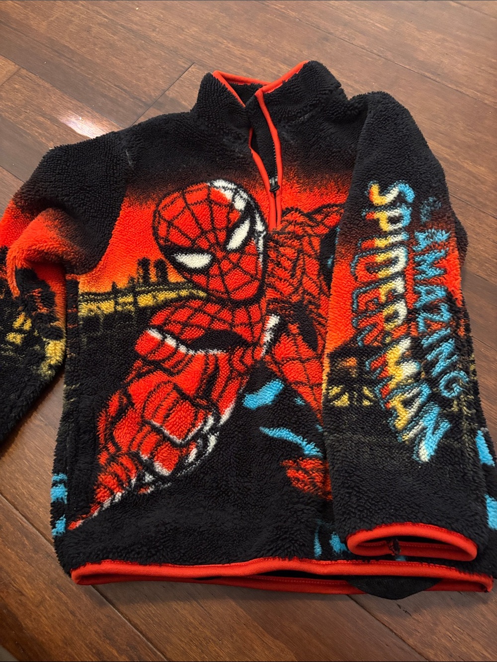 Marvel Spider-Man Black & Red Sherpa Puffer Jacket